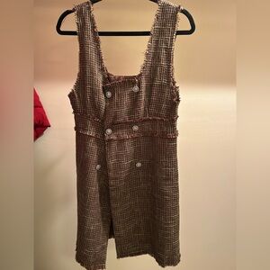 Brown Tweed Sleeveless Dress